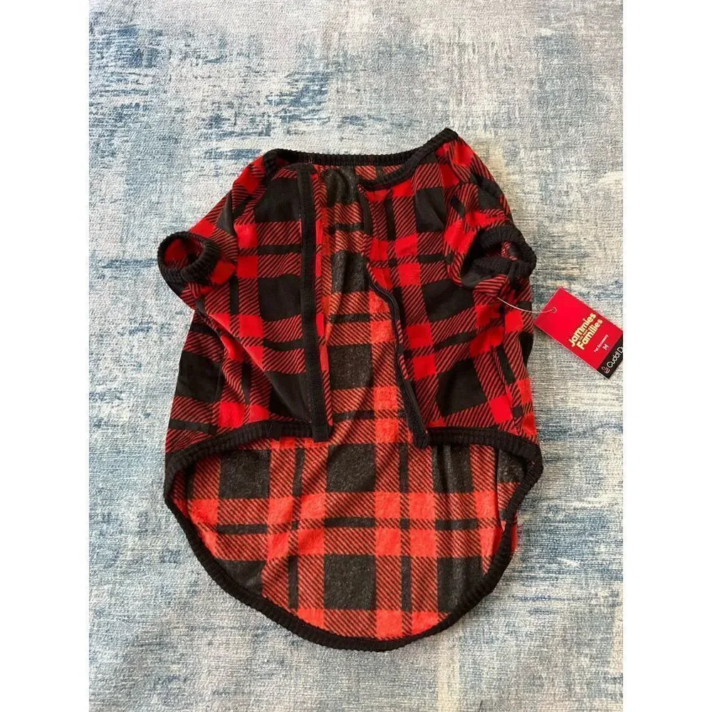 NWT! Jammies for your Families Red Flannel Plaid Dog Onesie Pet Pajamas Medium